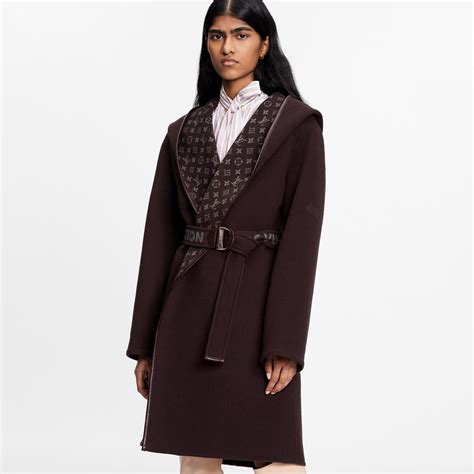 lv hooded wrap coat with belt|Hooded Wrap Coat .